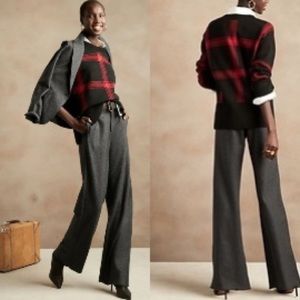 Banana Republic Wide-Leg Wool-Blend Pant in Heather Charcoal NWT